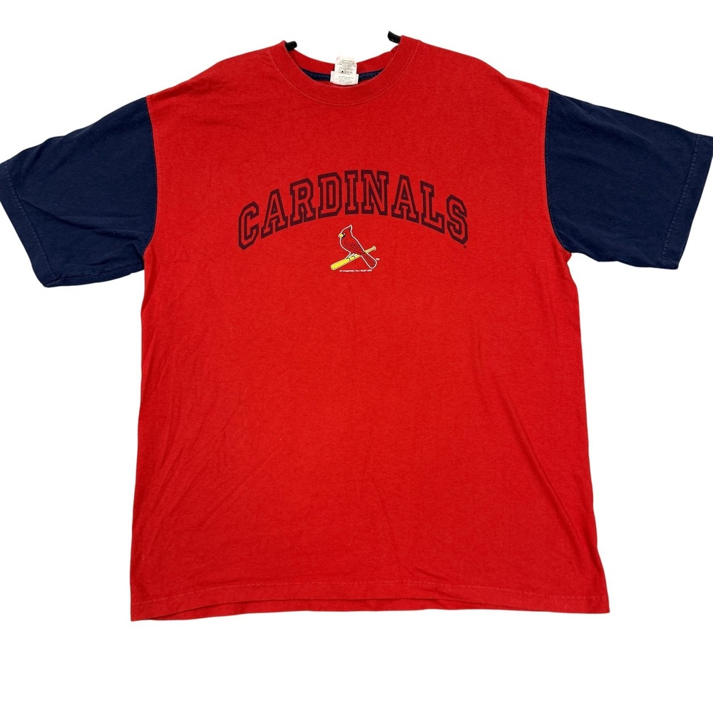 St Louis Cardinals Shirt Mens XL Red MLB Baseball CSA Graphic Tee Two Tone Navy